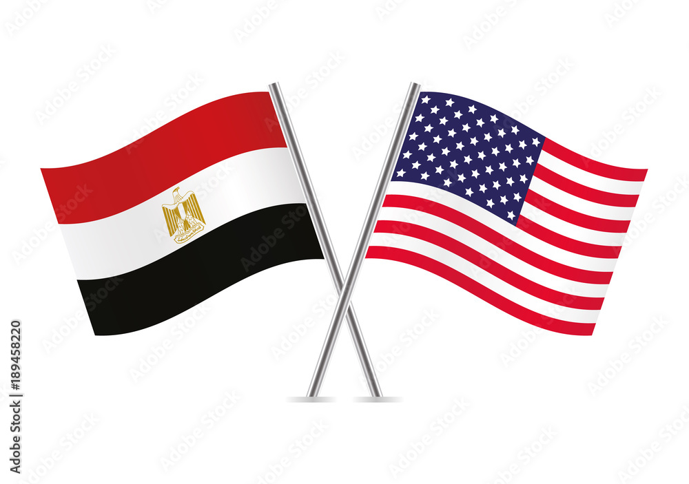 Egypt and USA flags. Vector illustration. Egypt and USA flags. Vector illustration.