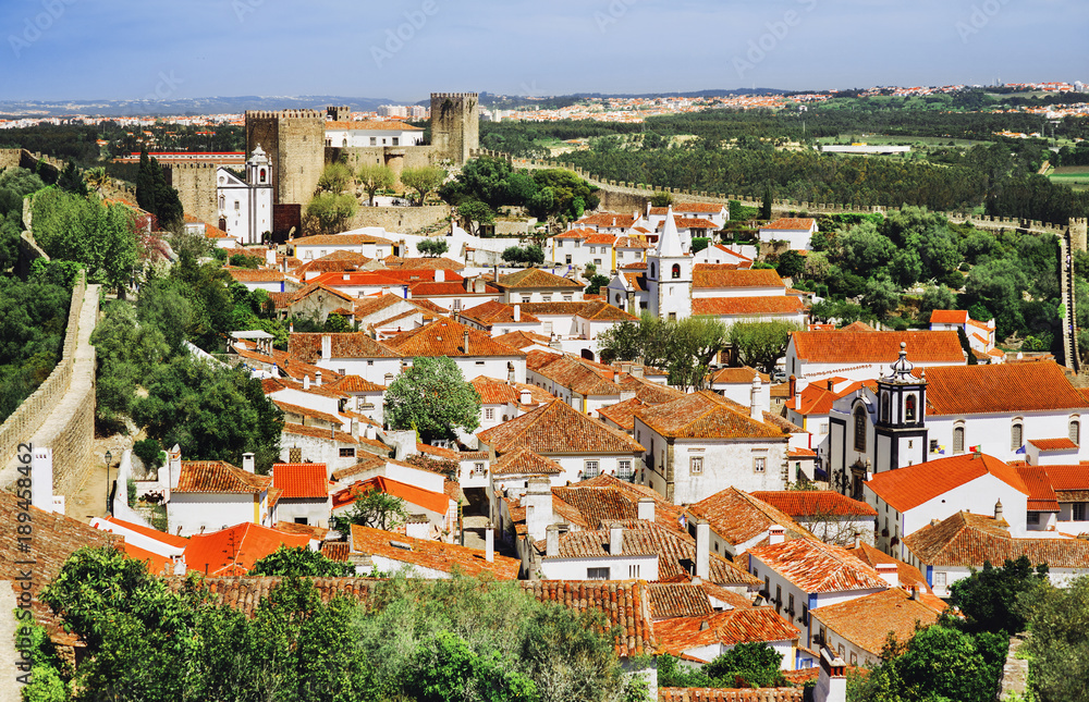 Beautiful panoramic view of Obidos city, Portugal