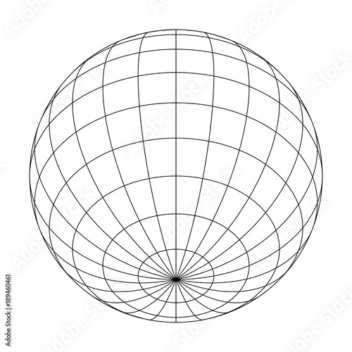Earth planet globe grid of meridians and parallels, or latitude and longitude. 3D vector illustration.