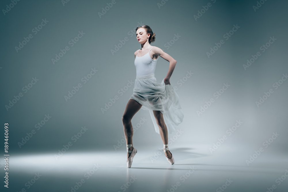elegant ballerina dancing in white dress elegant ballerina dancing in white dress
