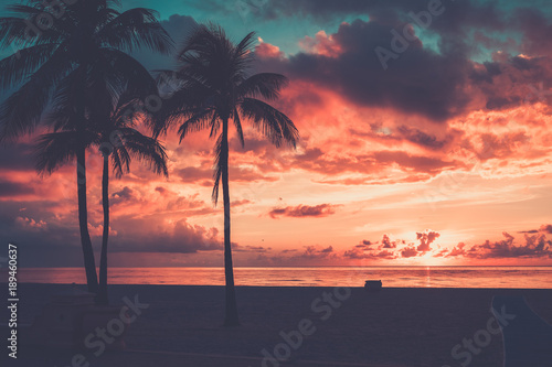 Scenic sunset at South Beach, Miami