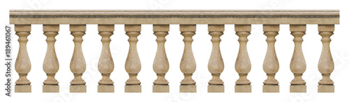 Photo Detail of a concrete italian balustrade - seamless pattern concept image on whit