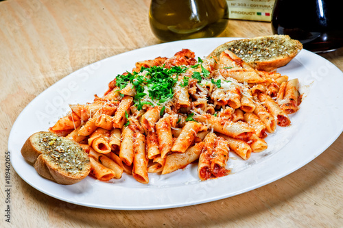 Pasta with red tomato .sauce