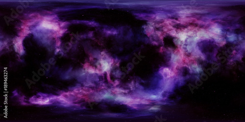 Fototapeta Naklejka Na Ścianę i Meble -  Deep space, stars and nebula. Spherical environment HDRI map, 360 degrees panorama, equirectangular projection