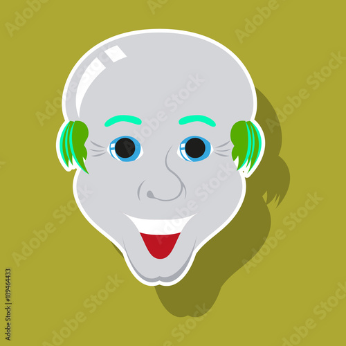 realistic paper sticker on theme humor bald-headed man