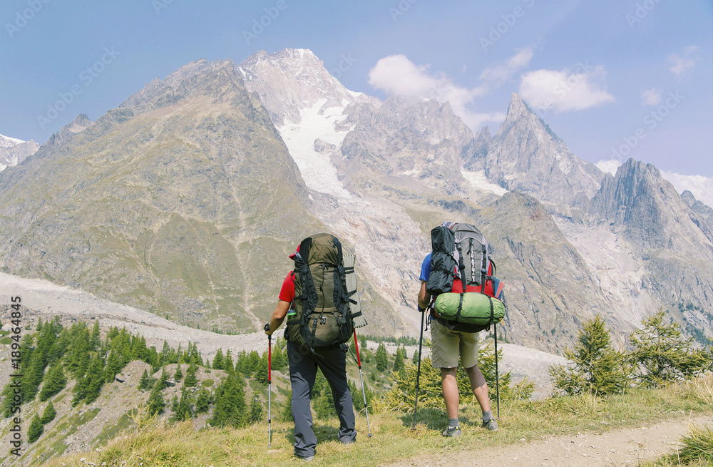Fototapeta premium The Tour du Mont Blanc is a unique trek of approximately 200km around Mont Blanc that can be completed in between 7 and 10 days passing through Italy, Switzerland and France.