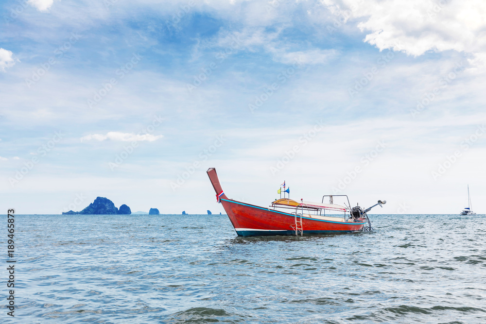 landscape traditional longtail boats tropical sea