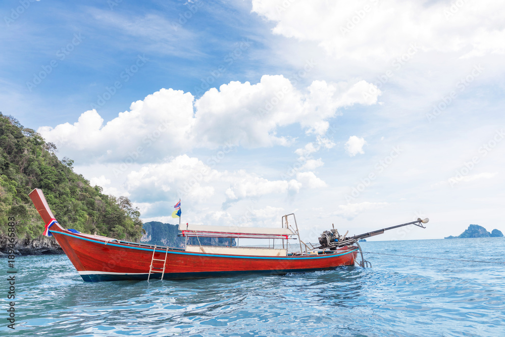 landscape traditional longtail boats tropical sea