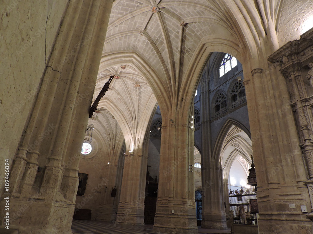 Espectacular interior gótico florido totalmente opuesto al sobrio exterior que muestra la desconocida Catedral de Palencia, España