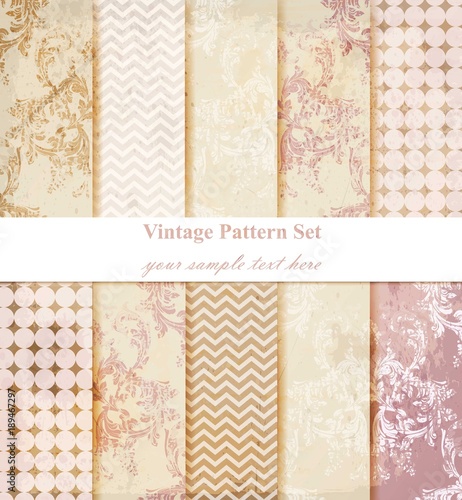 Vintage Damask pattern set Vector. Baroque ornament decor. Royal victorian ba...