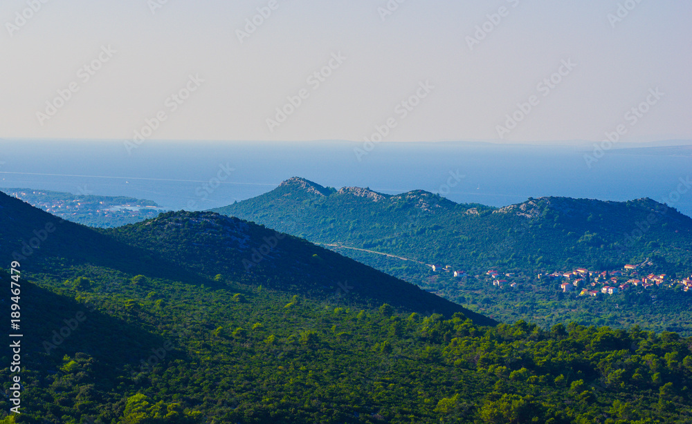 Croatian costline with scenic hills