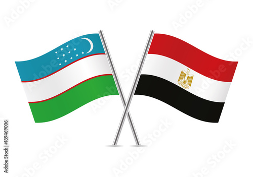 Free Download Uzbekistan and Egypt flags. Vector illustration. - GFXLoad