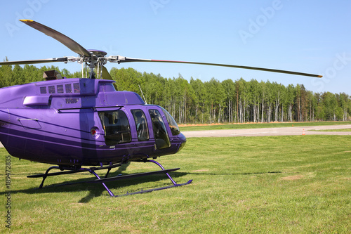 Aircraft - Purple helicopter side view