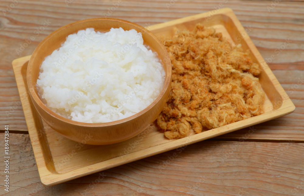 dried shredded pork and white rice porridge
