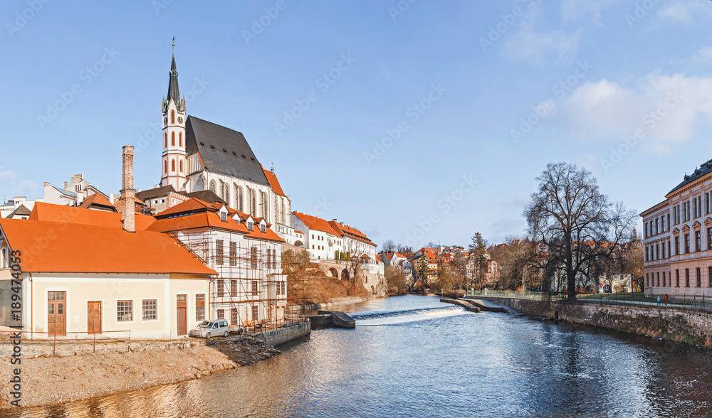 Vitus Cathedral on the bank of the river Vltava in the beautiful old Czech town of Cesky krumlov