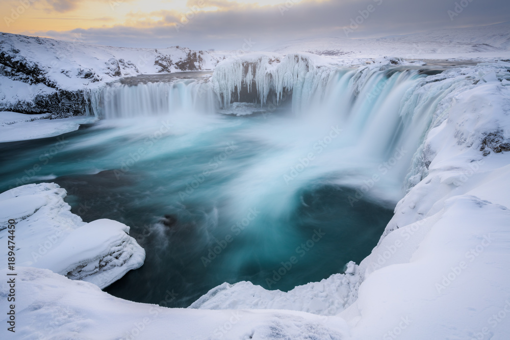 Godafoss waterfall in winter Godafoss waterfall in winter