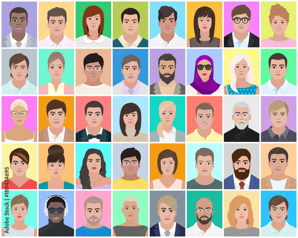 Many portraits of people, vector illustration Many portraits of people, vector illustration