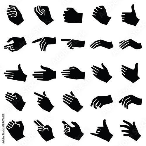 Hand icon collection - vector silhouette illustration