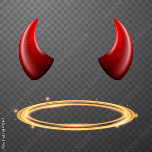 Set of a horns and a halo, nimbus, vector design photo