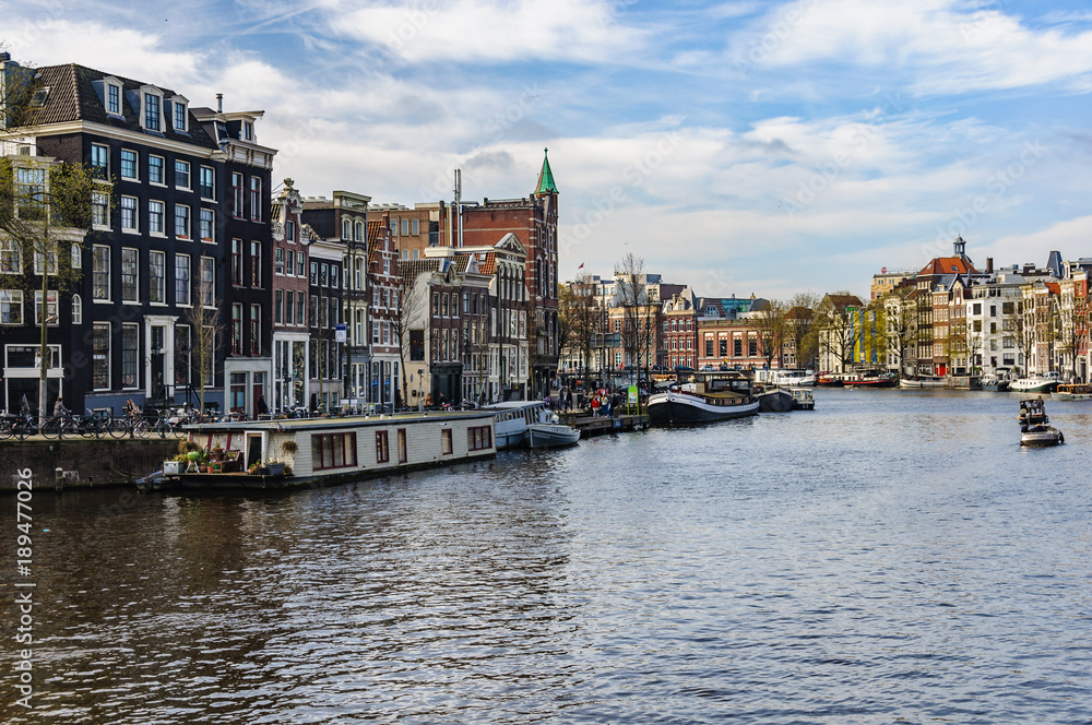 Amstel River in Amsterdam, Holland