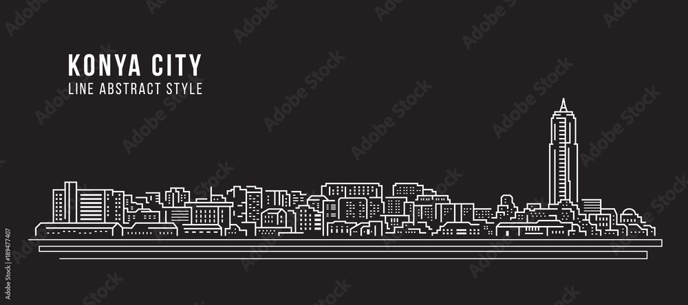 Cityscape Building Line art Vector Illustration design - Konya city