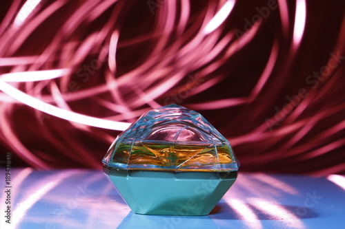 Bottle with liquid in lights