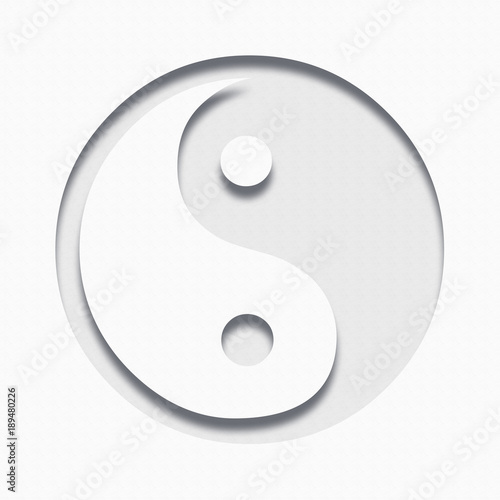 Ying yang symbol, paper cutout. Illustration.
