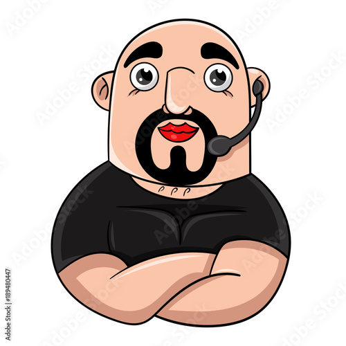 Man security guard of night club. Security man, vector illustration
