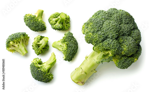 Fresh broccoli on white background photo