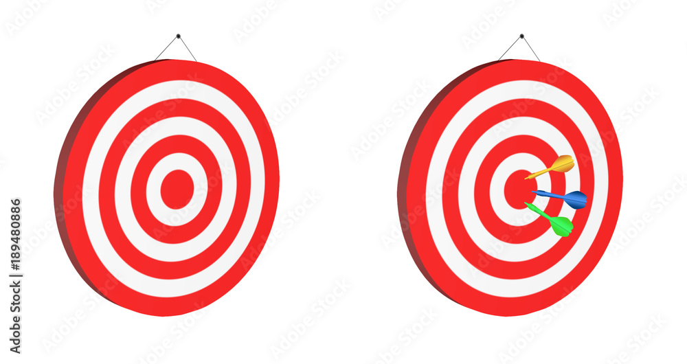 Darts Board red hitting the target illustration isolated on white background Darts Board red hitting the target illustration isolated on white background