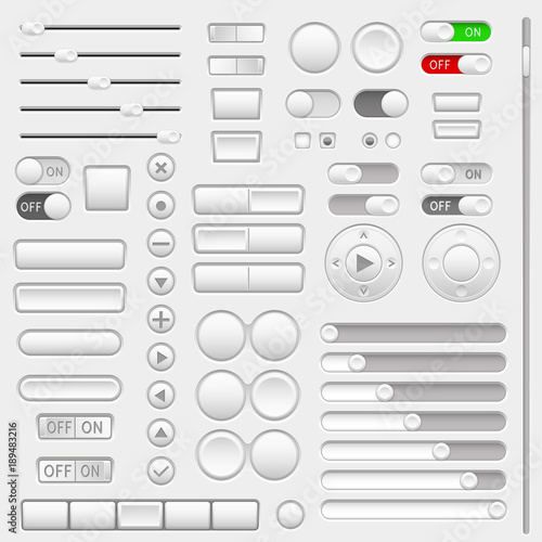 Set of interface navigation buttons, sliders, media buttons photo