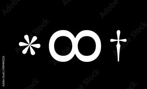 Asterisk, lemniscate and dagger as eternal eternity and ifinity between birth and death - immortality and immortal life.Vector illustration with symbols.
