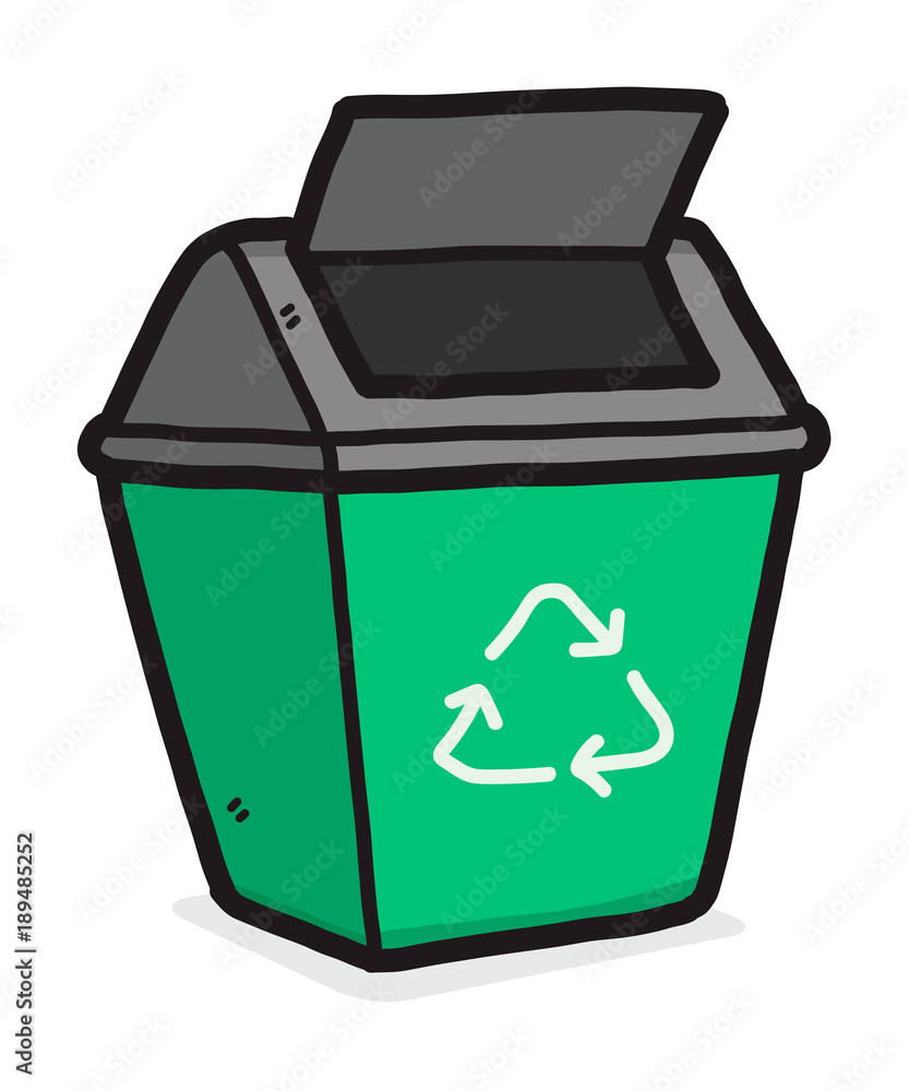 recycle bin / cartoon vector and illustration, hand drawn style, isolated  on white background. Stock Vector | Adobe Stock