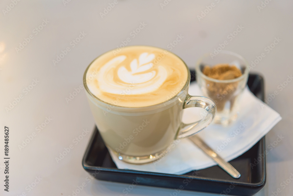 Coffee cup of rosetta latte art Coffee cup of rosetta latte art
