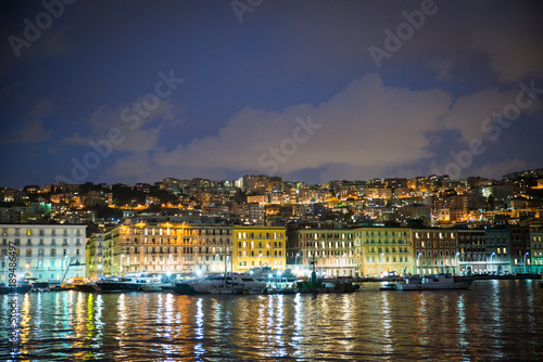 Naples  Italy - November 30 2017  Night scene of the italian city by the sea