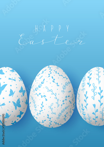 Easter greeting card with colored eggs