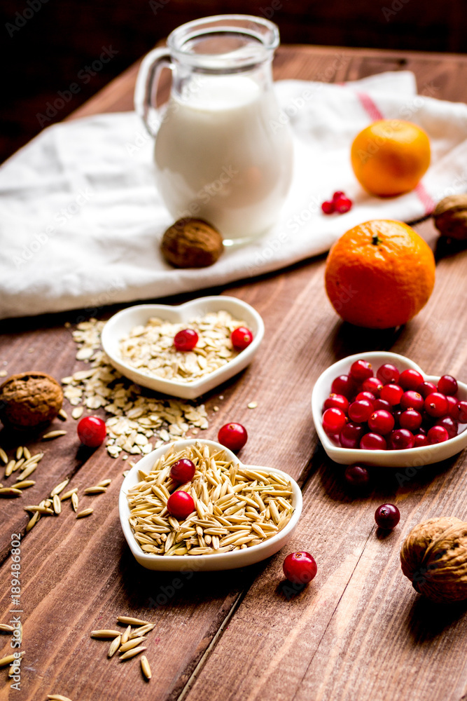 concept healthy for heart food on wooden background