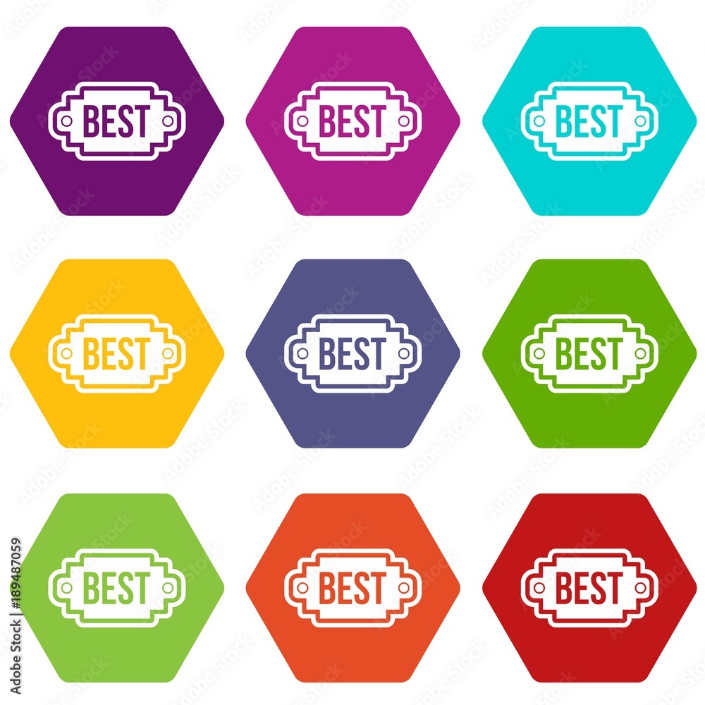 Best label icon set color hexahedron Best label icon set color hexahedron