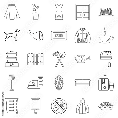Generation icons set, outline style