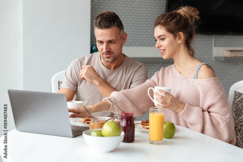 Portrait of a happy loving couple having breakfast Portrait of a happy loving couple having breakfast