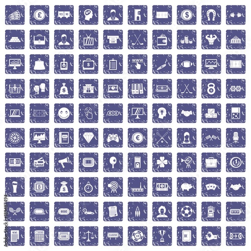 100 sweepstakes icons set grunge sapphire