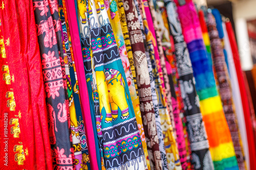 Obraz na płótnie Close up of Colorful traditional fabric texture in Sri Lanka. w salonie