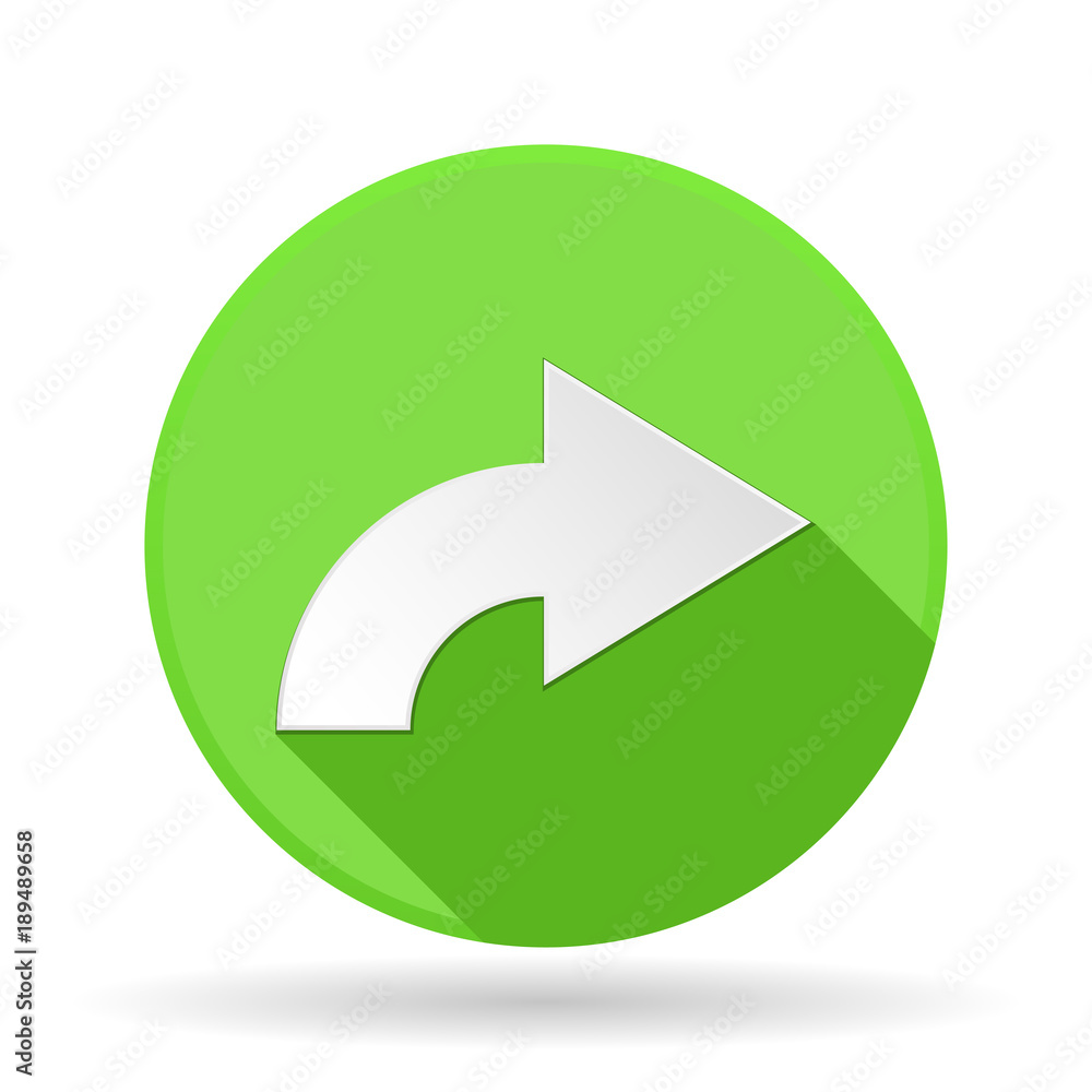 Arrow icon. Green round sign with shadow. Right arrow Arrow icon. Green round sign with shadow. Right arrow