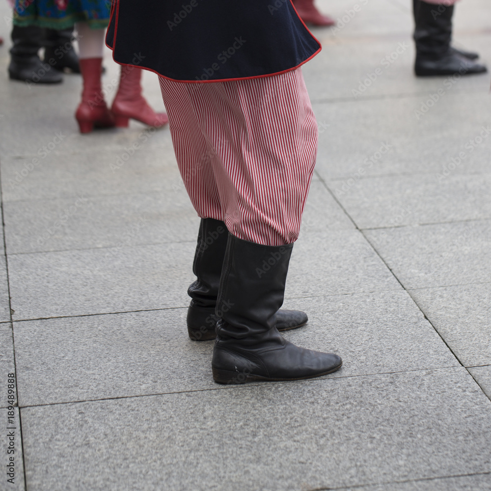 Polish folk dance group with tradtional costume Polish folk dance group with tradtional costume