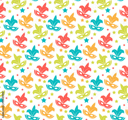 Wallpaper Mural Carnival seamless pattern. Purim repetitive texture. Holiday, masquerade, festival, party. Endless background, backdrop wallpaper paper Vector illustration Torontodigital.ca