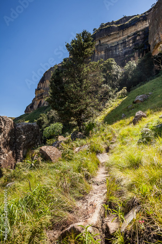 Mountain Landscape. Pathway leading to the mountains in South Africa. 