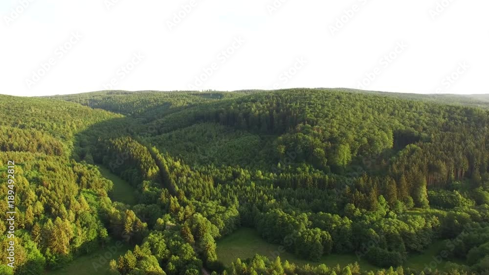 flight over forest, Aerial View of Czech forest, sunset. flight over forest, Aerial View of Czech forest, sunset.