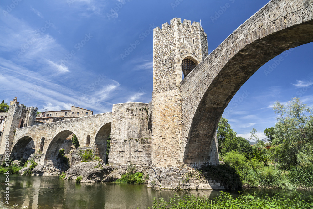 Medieval bridge romanesque style in Besalu,Catalonia,Spain. Medieval bridge romanesque style in Besalu,Catalonia,Spain.