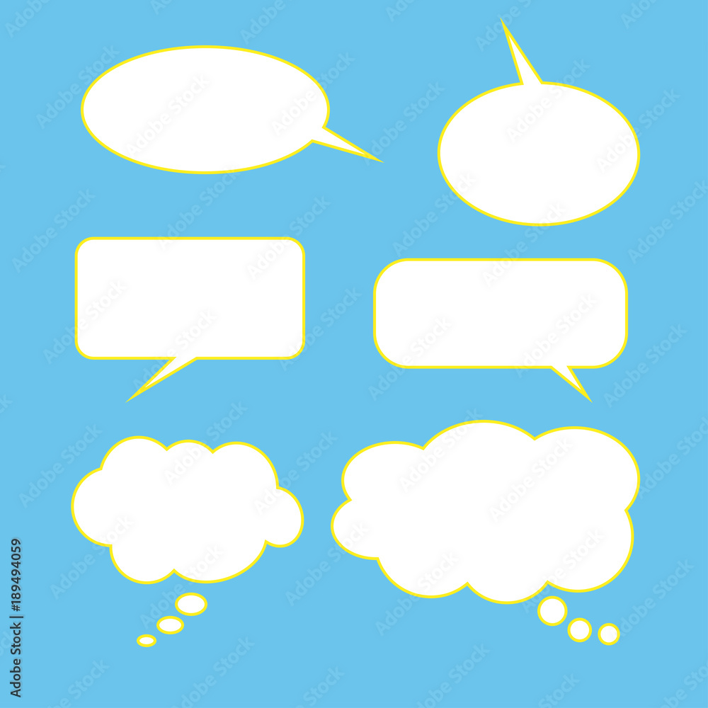 Vector set of stickers of speech bubbles. Blank empty white speech bubbles Vector set of stickers of speech bubbles. Blank empty white speech bubbles