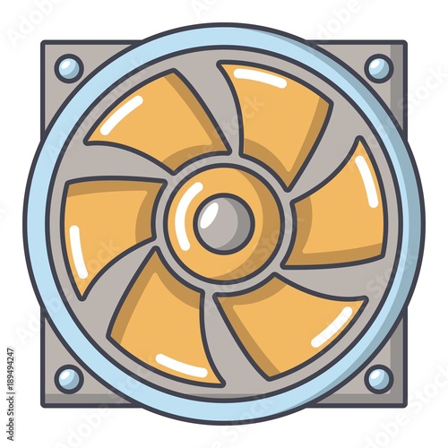 Thermal fan icon, cartoon style.
